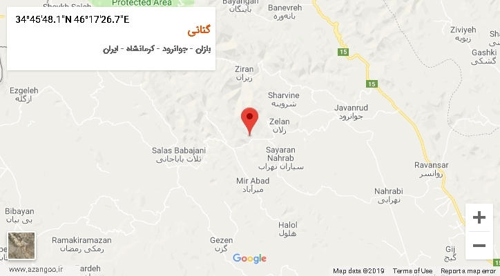 روستای گنانی بر روی نقشه