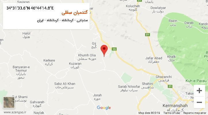 روستای گندمبان سفلی بر روی نقشه