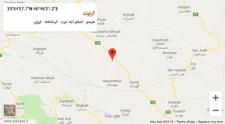 روستای گراوند بر روی نقشه