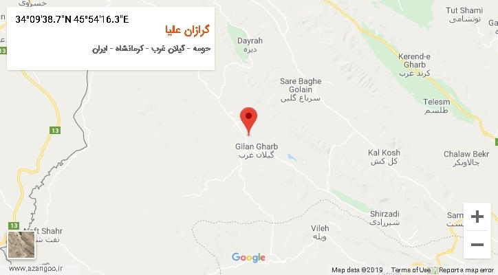 روستای گرازان علیا بر روی نقشه