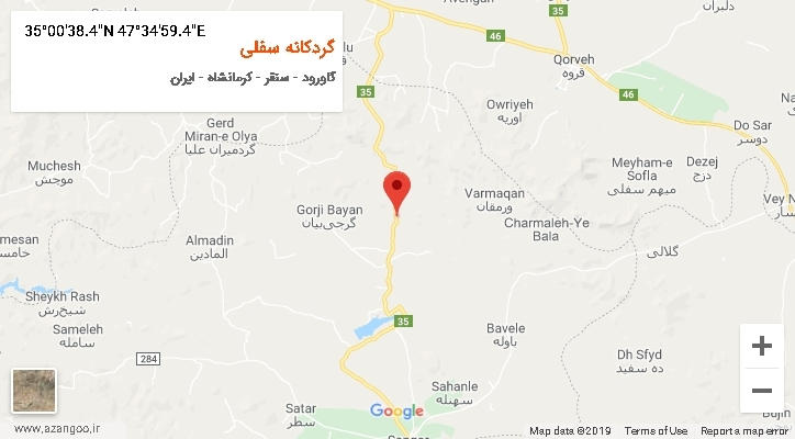 روستای گردکانه سفلی بر روی نقشه