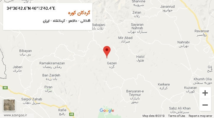 روستای گردکان کوره بر روی نقشه