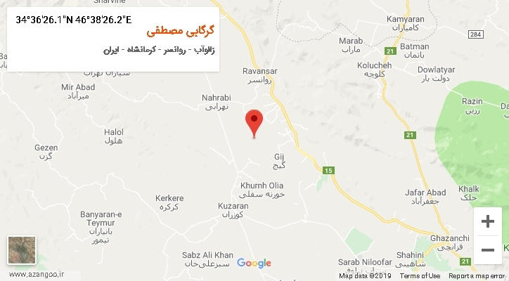 روستای گرگابی مصطفی بر روی نقشه