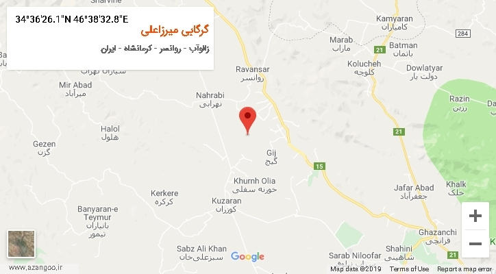 روستای گرگابی میرزاعلی بر روی نقشه