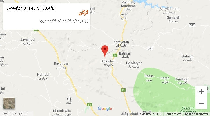 روستای گرگان بر روی نقشه