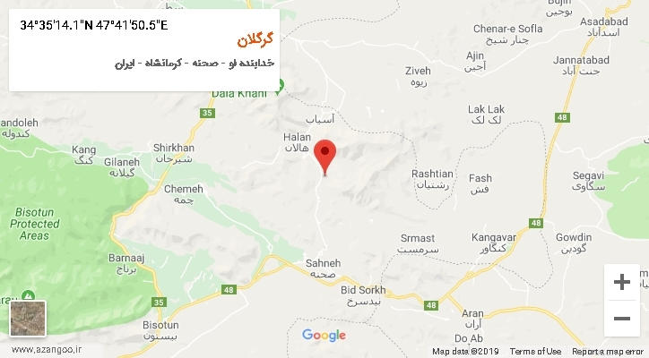 روستای گرگلان بر روی نقشه