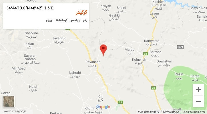 روستای گرگیدر بر روی نقشه