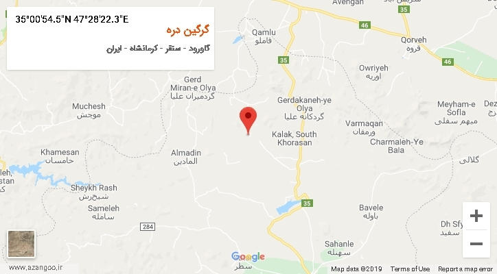 روستای گرگین دره بر روی نقشه