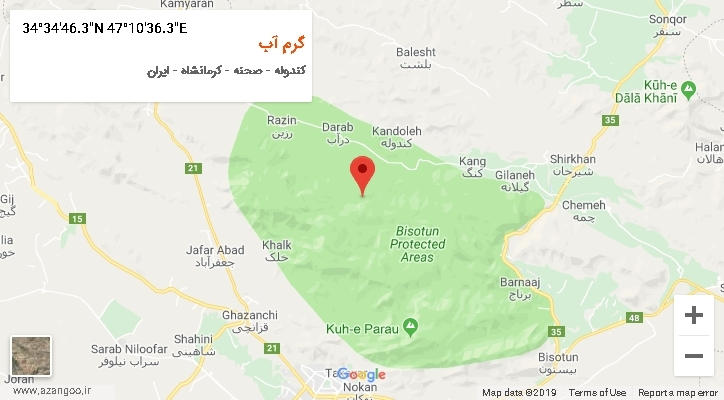 روستای گرم آب بر روی نقشه