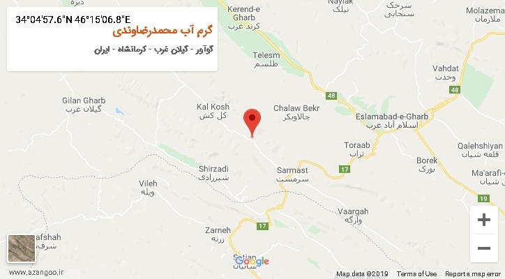 روستای گرم آب محمدرضاوندی بر روی نقشه