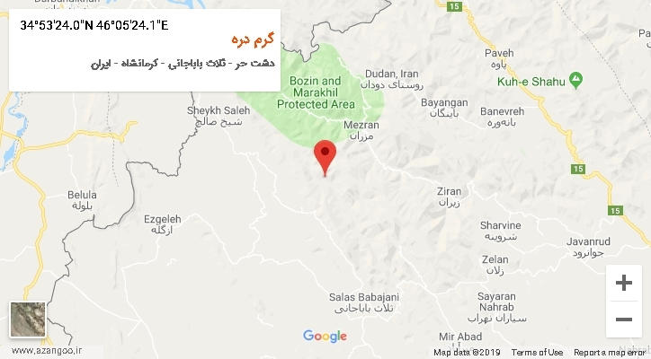 روستای گرم دره بر روی نقشه