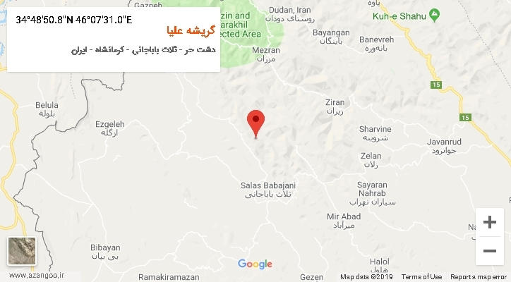 روستای گریشه علیا بر روی نقشه