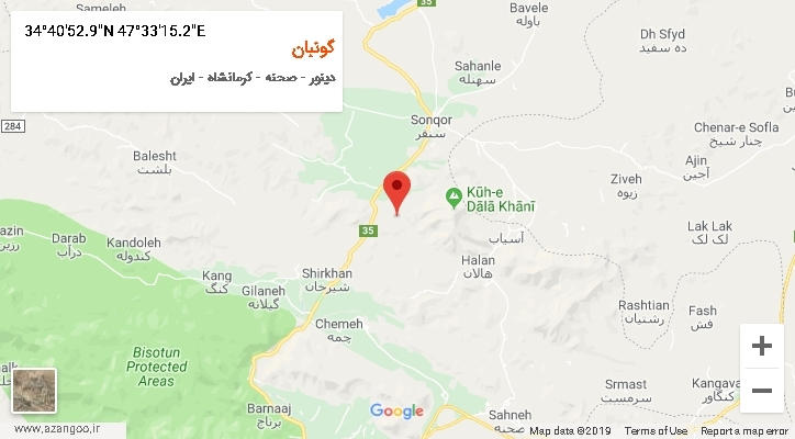 روستای گونبان بر روی نقشه