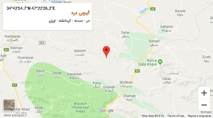 روستای گیچی دره بر روی نقشه
