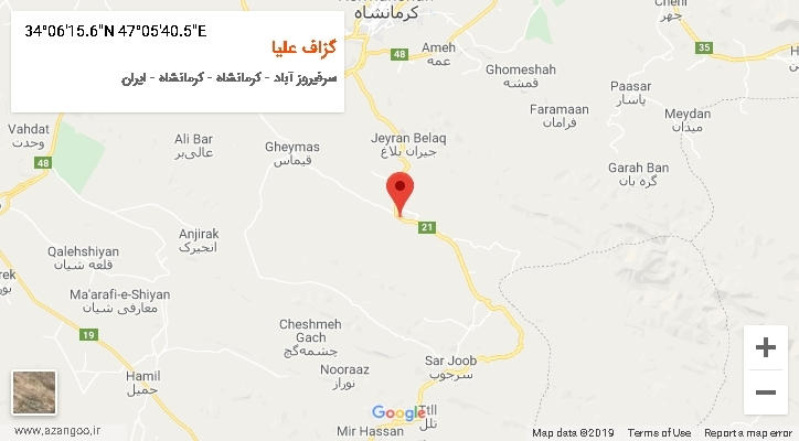 روستای گزاف علیا بر روی نقشه