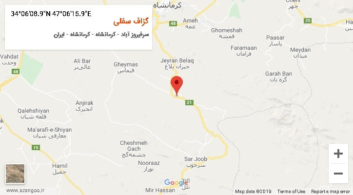 روستای گزاف سفلی بر روی نقشه