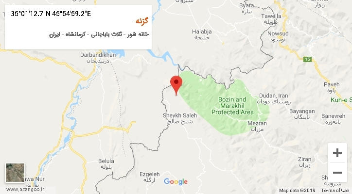 روستای گزنه بر روی نقشه