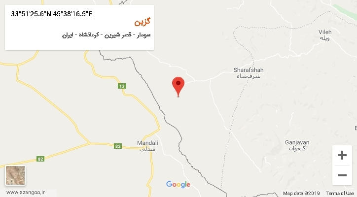 روستای گزین بر روی نقشه