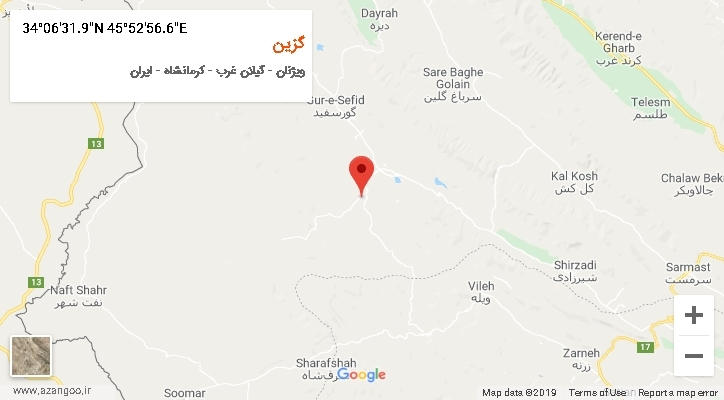 روستای گزین بر روی نقشه