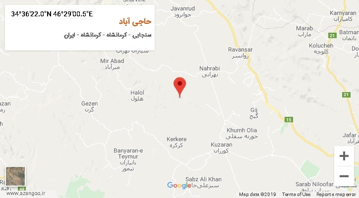 روستای حاجی آباد بر روی نقشه