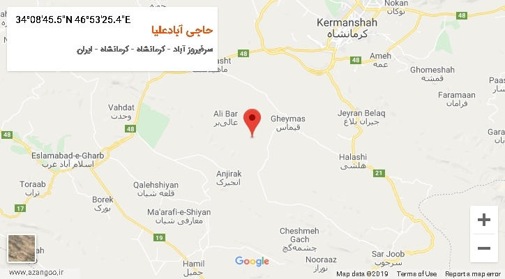 روستای حاجی آبادعلیا بر روی نقشه