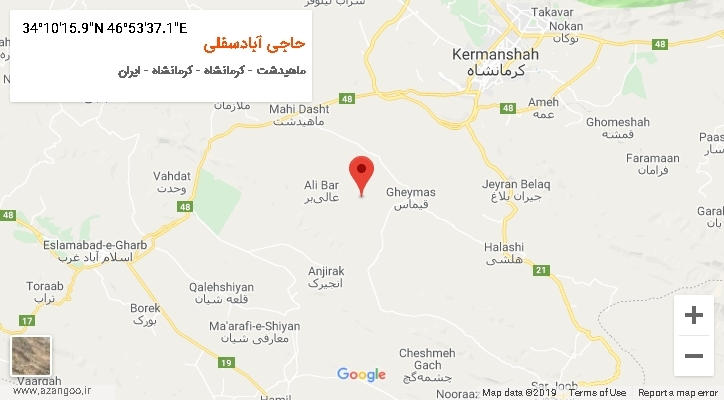 روستای حاجی آبادسفلی بر روی نقشه