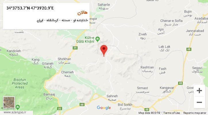 روستای هالان بر روی نقشه