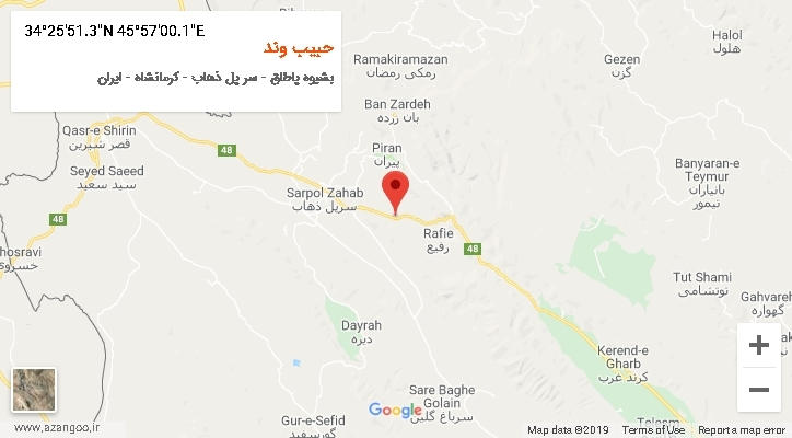 روستای حبیب وند بر روی نقشه