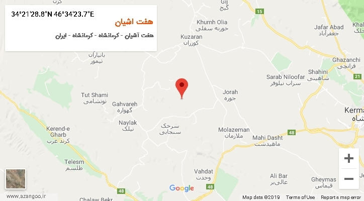 روستای هفت اشیان بر روی نقشه