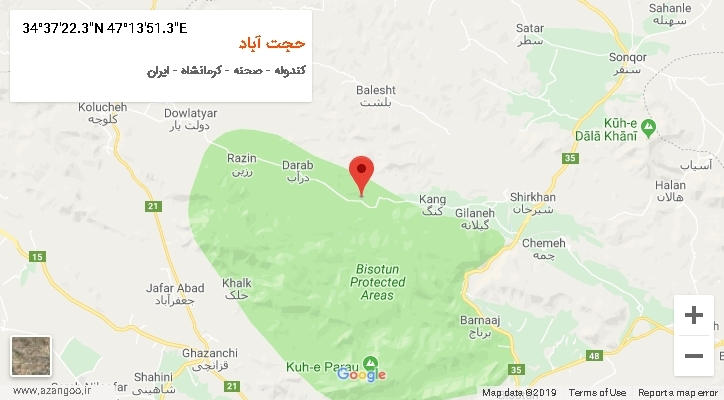 روستای حجت آباد بر روی نقشه