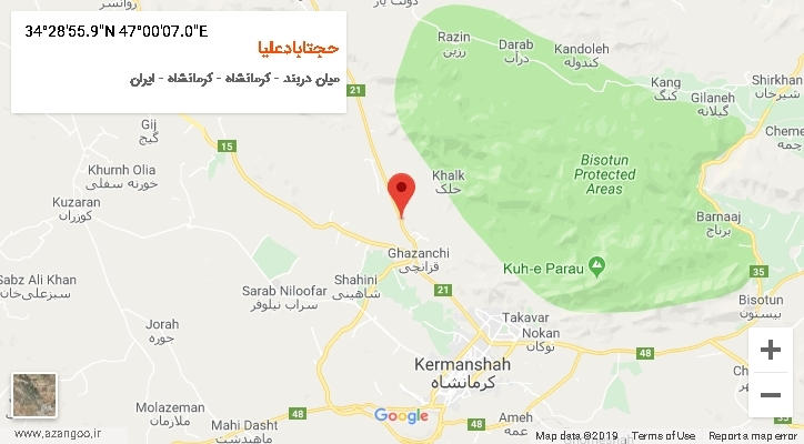 روستای حجتابادعلیا بر روی نقشه