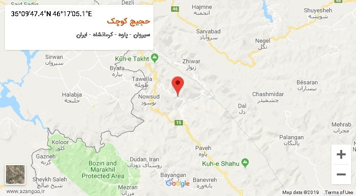 روستای حجیج کوچک بر روی نقشه