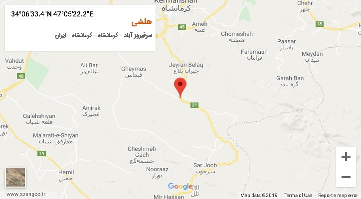 روستای هلشی بر روی نقشه