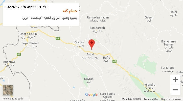روستای حمام کنه بر روی نقشه