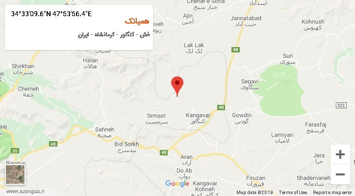روستای همیانک بر روی نقشه