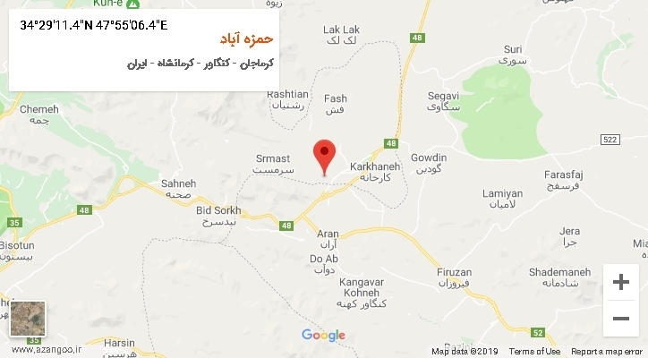 روستای حمزه آباد بر روی نقشه