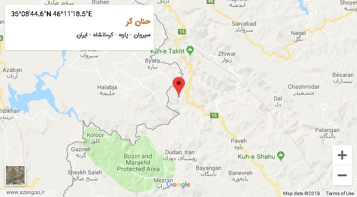 روستای حنان کر بر روی نقشه