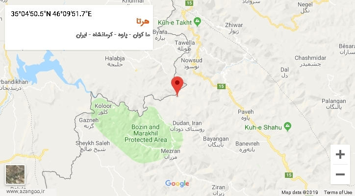 روستای هرتا بر روی نقشه