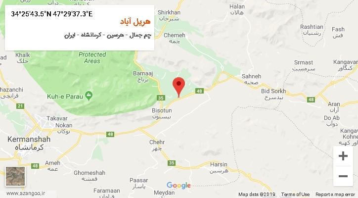 روستای هریل آباد بر روی نقشه