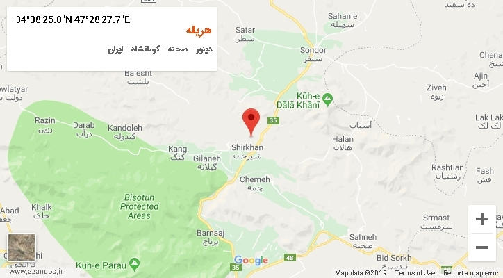 روستای هریله بر روی نقشه