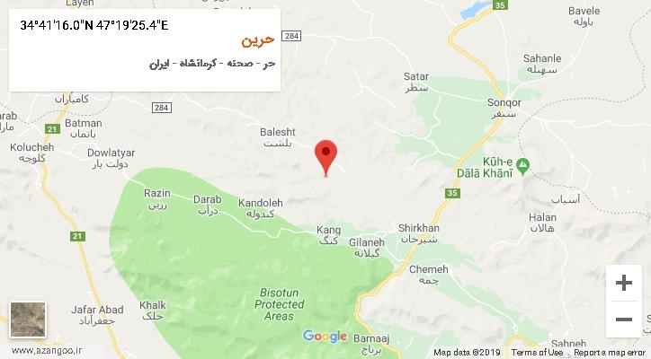 روستای حرین بر روی نقشه