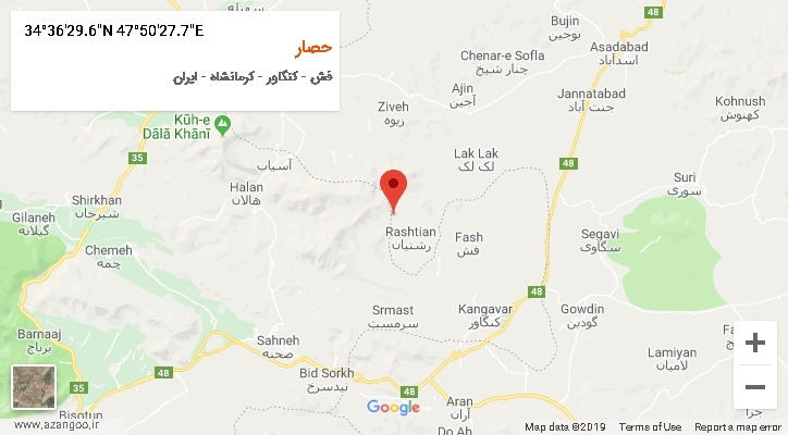 روستای حصار بر روی نقشه