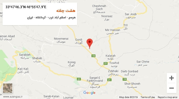روستای هشت جفته بر روی نقشه