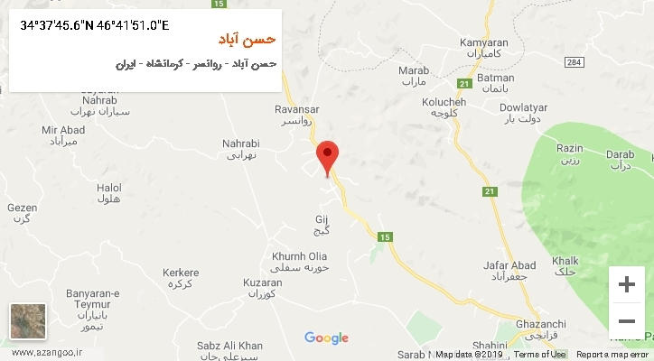 روستای حسن آباد بر روی نقشه