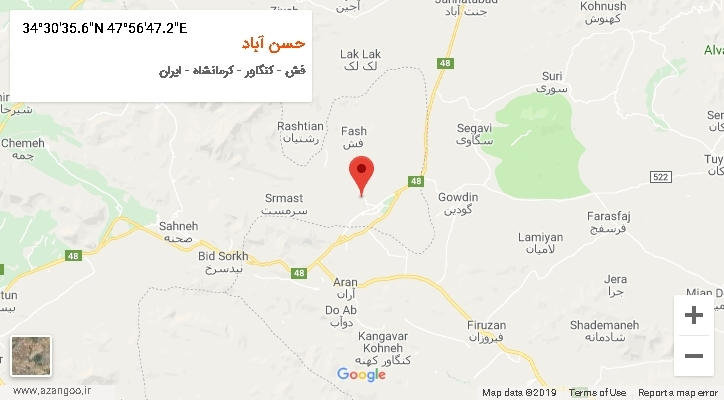 روستای حسن آباد بر روی نقشه