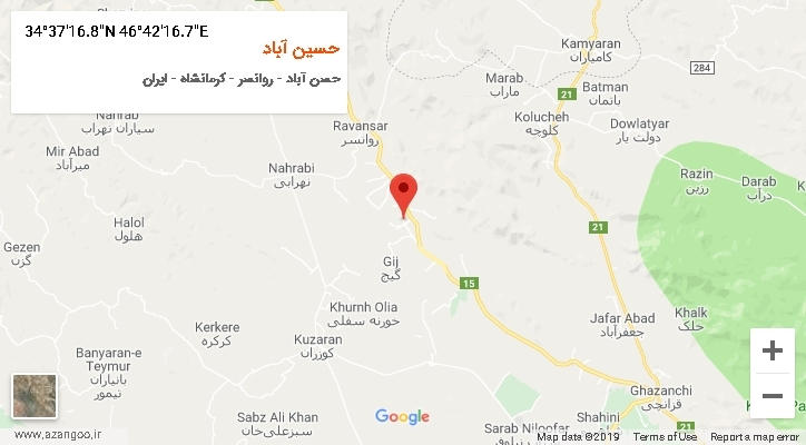 روستای حسین آباد بر روی نقشه