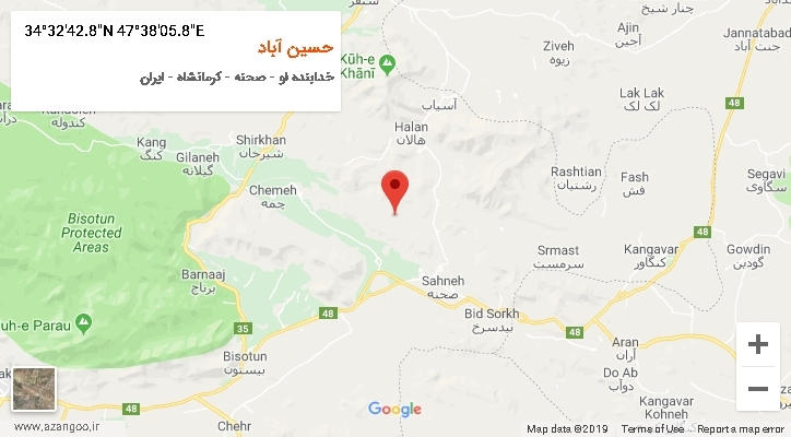 روستای حسین آباد بر روی نقشه