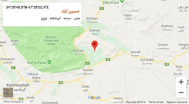 روستای حسین آباد بر روی نقشه