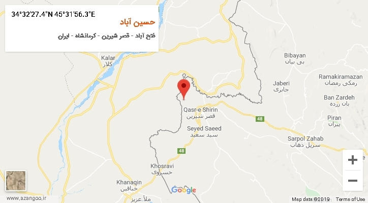 روستای حسین آباد بر روی نقشه