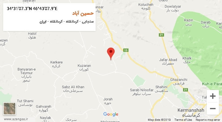 روستای حسین آباد بر روی نقشه
